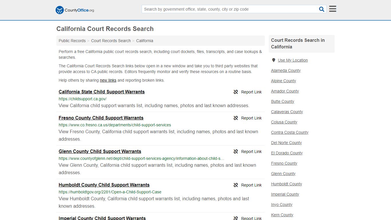 California Court Records Search - County Office